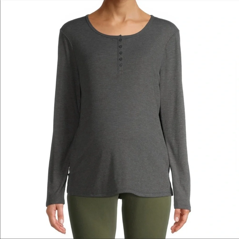 Maternity Women's Long Sleeve Henley T-Shirt - Picture 4 of 6